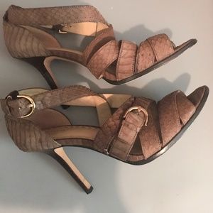 Coach Fawn Snake Brown Strappy Heels Size 8